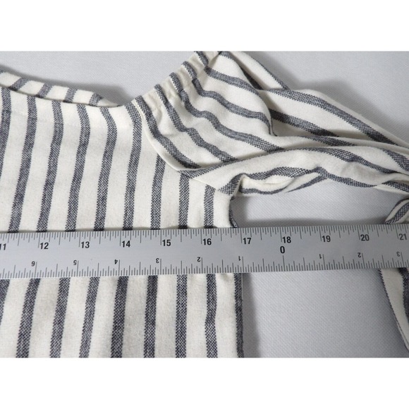 Banana Republic XS Asymmetrical Off the Shoulder Top Shirt Blouse White Striped - Picture 8 of 11